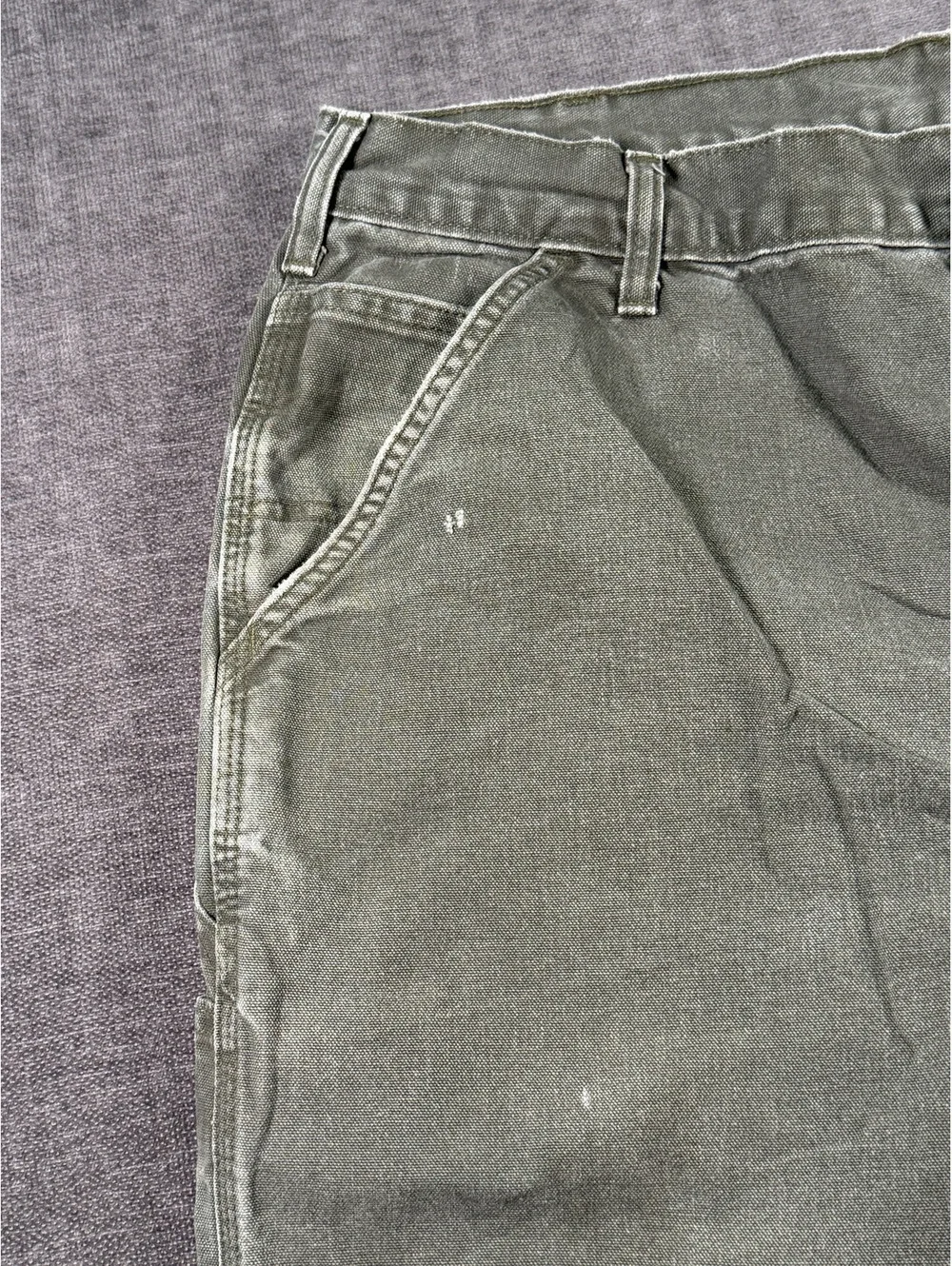 Vintage Carhartt B11 Faded Moss Green Carpenter Work Jeans, Size 38x32